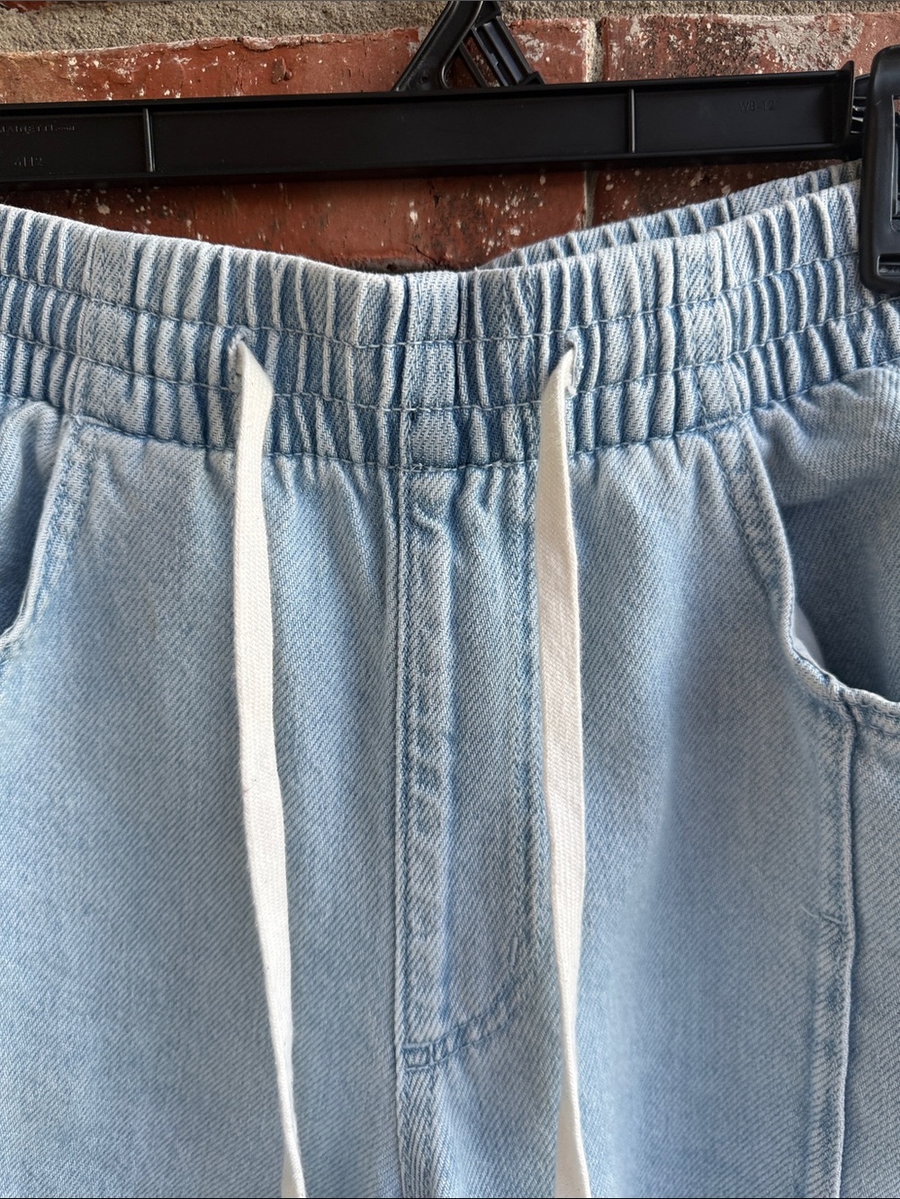 Wide Leg Denim Elastic Waist Pants - Picture 2 of 7